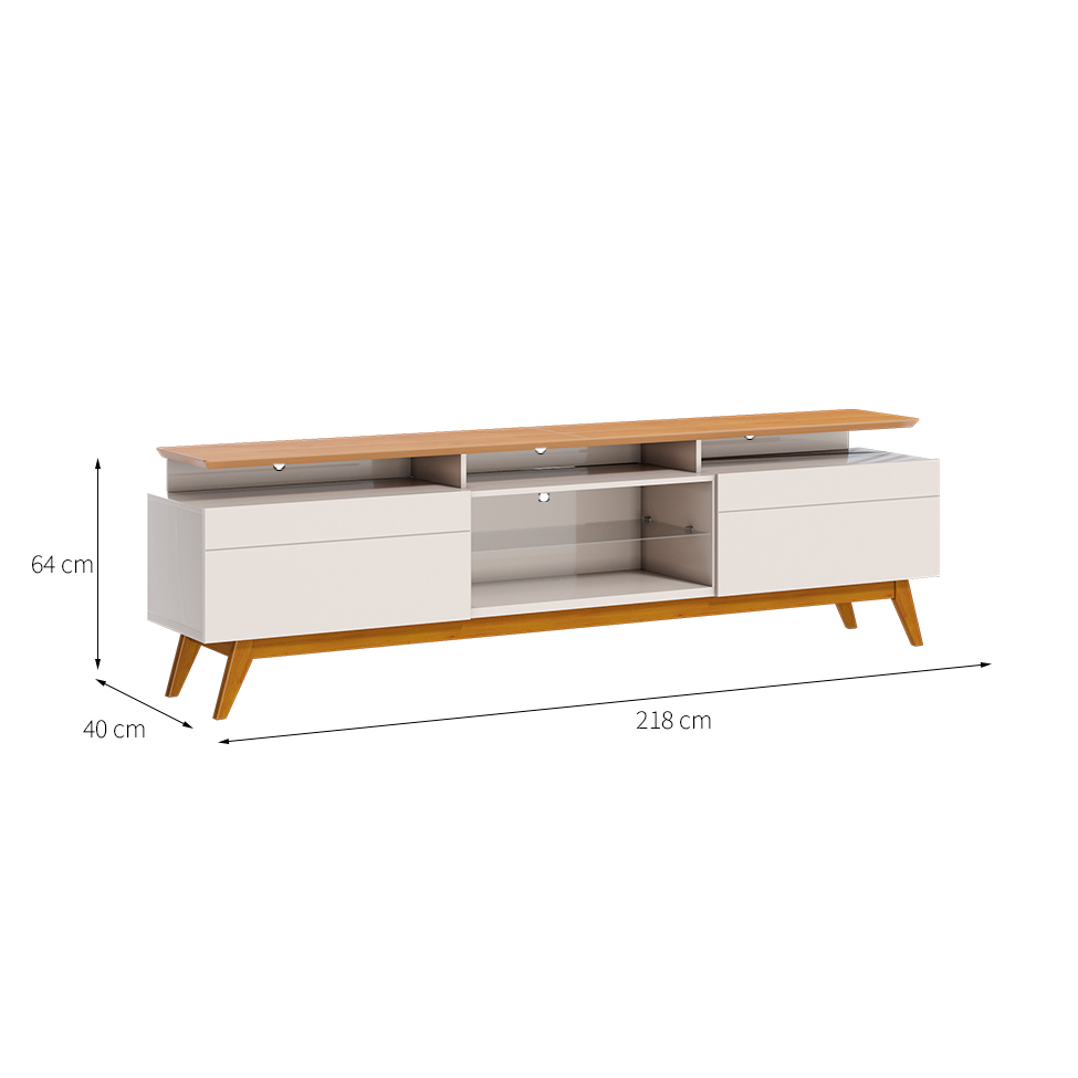 Rack Classic II Off White e Nature 64x218 cm