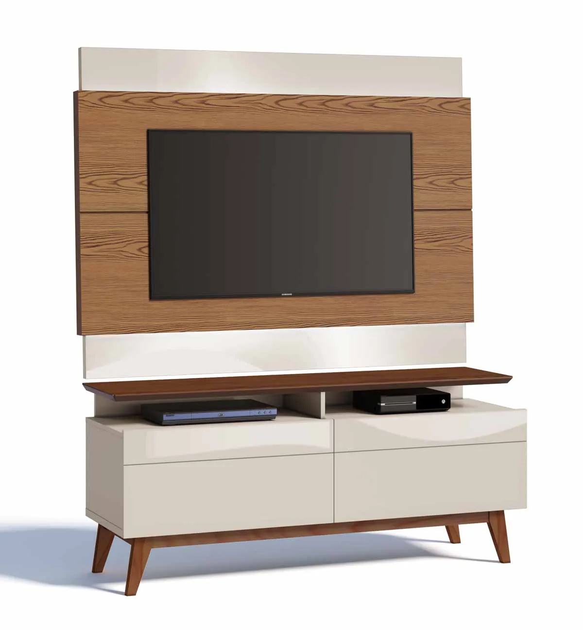 Rack com Painel Classic +2G 1.4 Freijó com Off White - Imcal Móveis