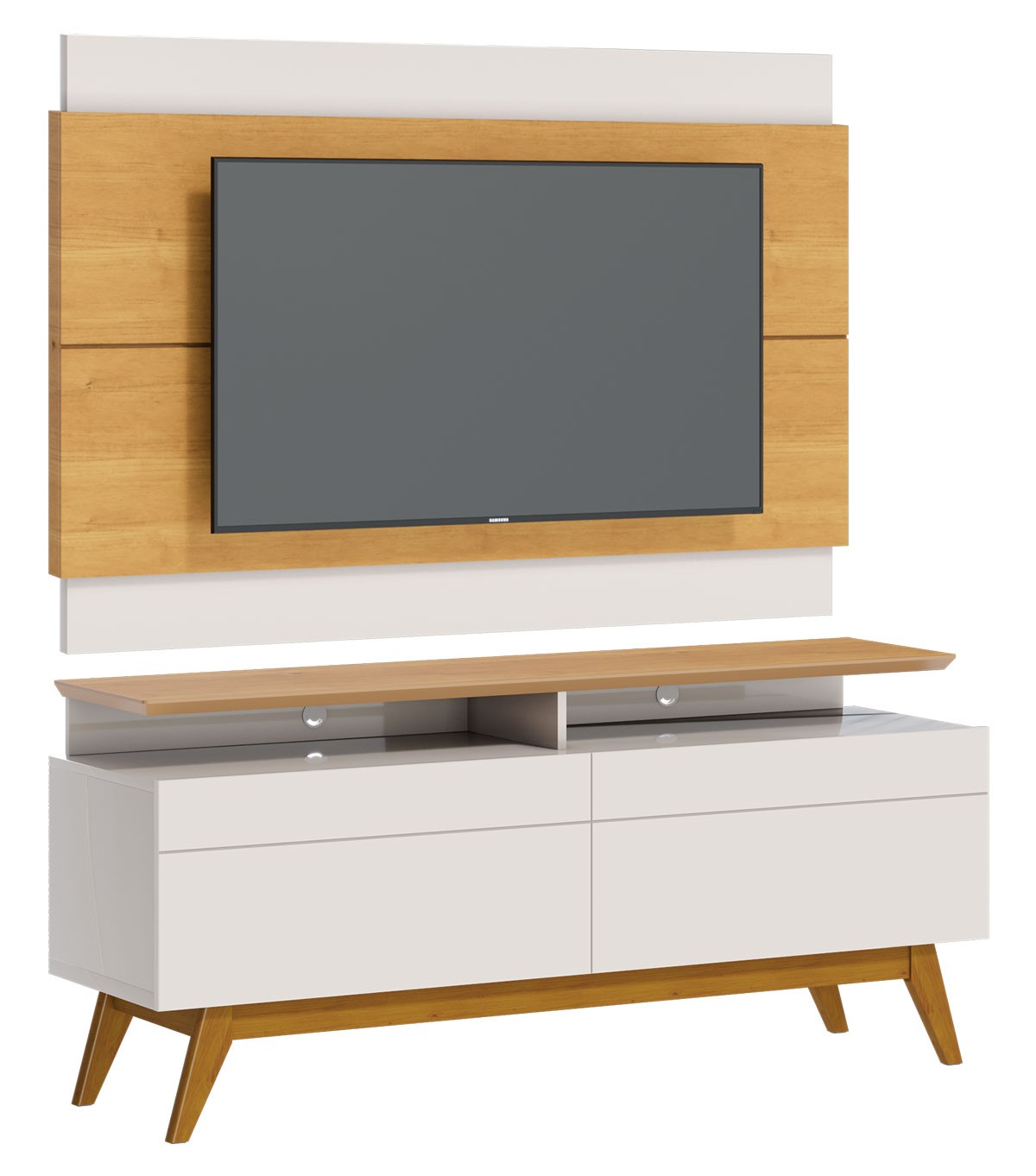 Rack com Painel Classic +2G 1.4 Nature com Off White - Imcal Móveis