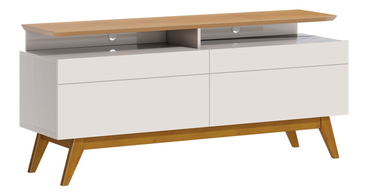 Rack com Painel Classic +2G 1.4 Nature com Off White - Imcal Móveis