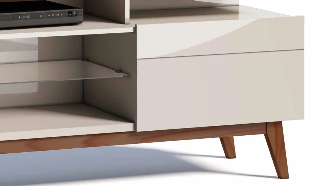 Rack com Painel Classic +2G 1.8 Freijó com Off White - Imcal Móveis