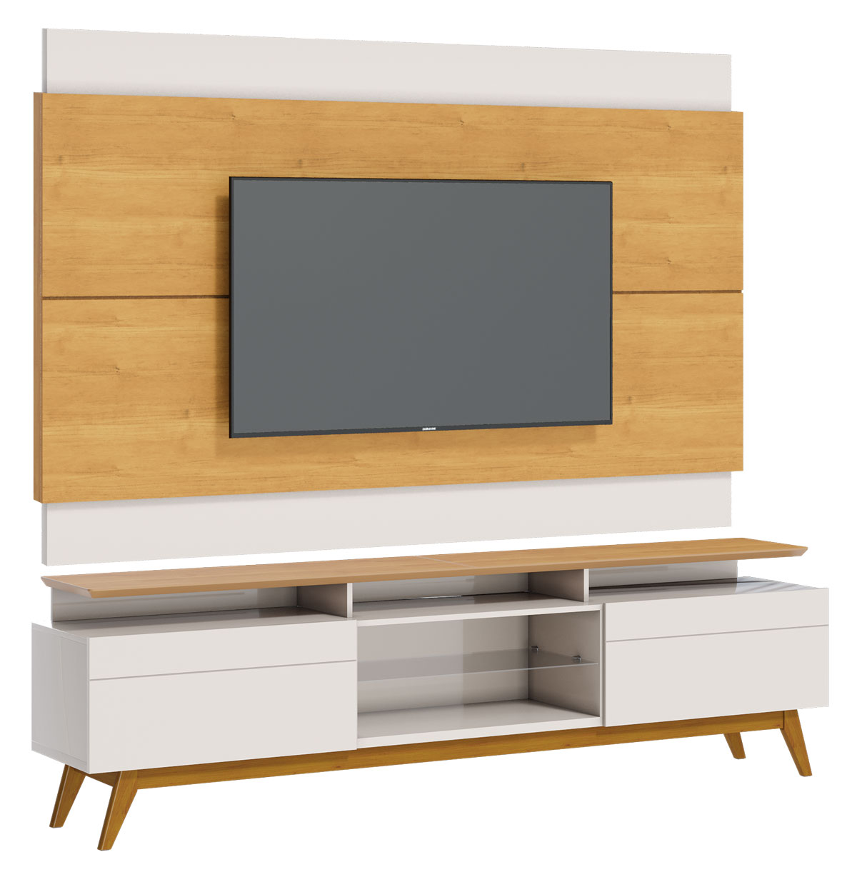 Rack com Painel Classic +2G 1.8 Nature com Off White - Imcal Móveis