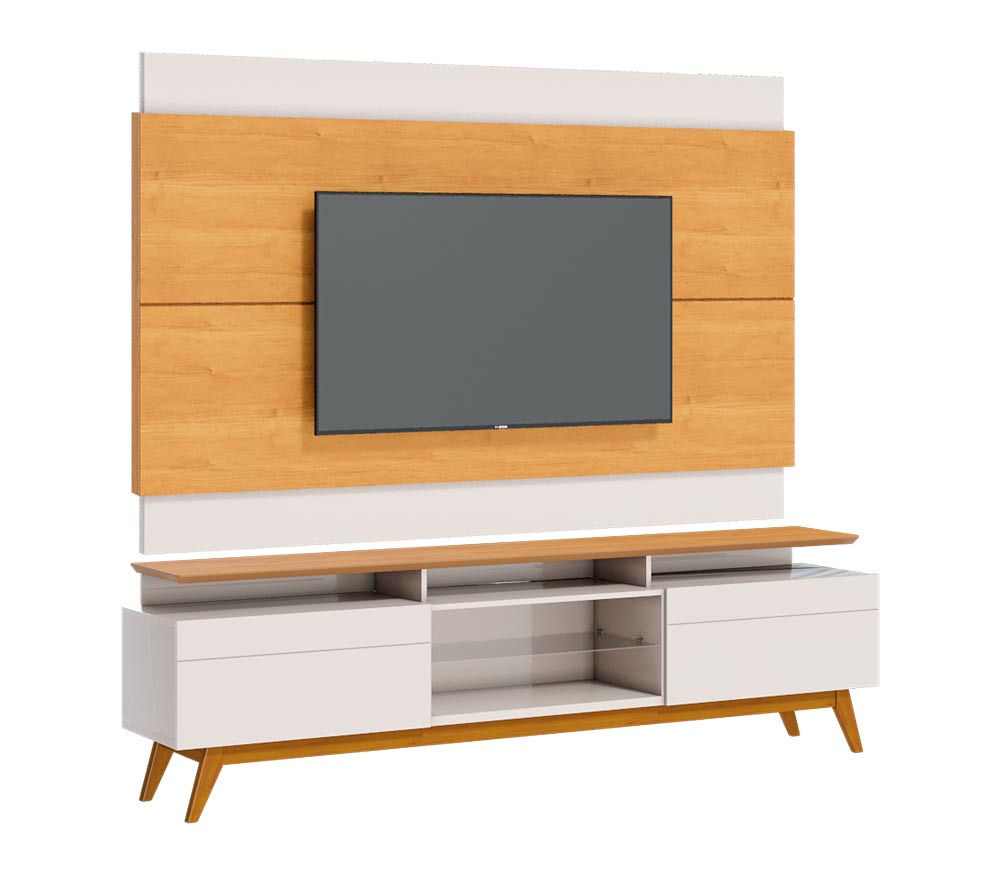 Rack com Painel Classic +2G 2.2 Nature com Off White - Imcal Móveis