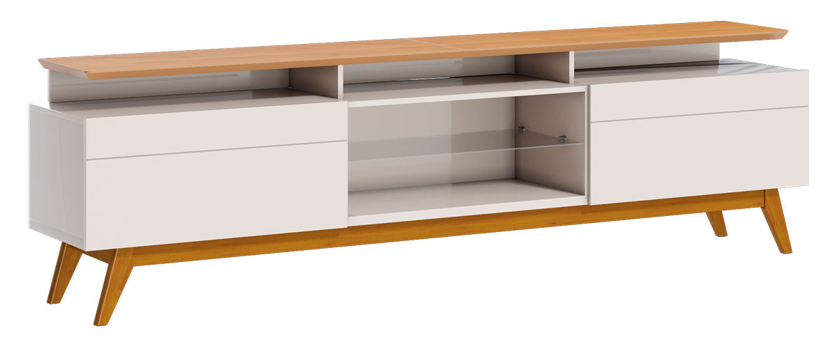 Rack com Painel Classic +2G 2.2 Nature com Off White - Imcal Móveis