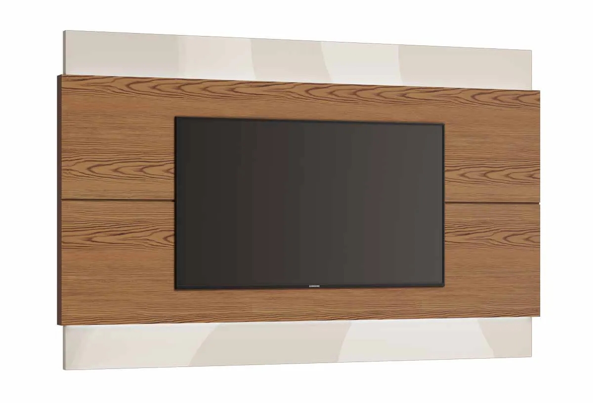 Rack com Painel Classic +3G 2.2 Freijó com Off White - Imcal Móveis