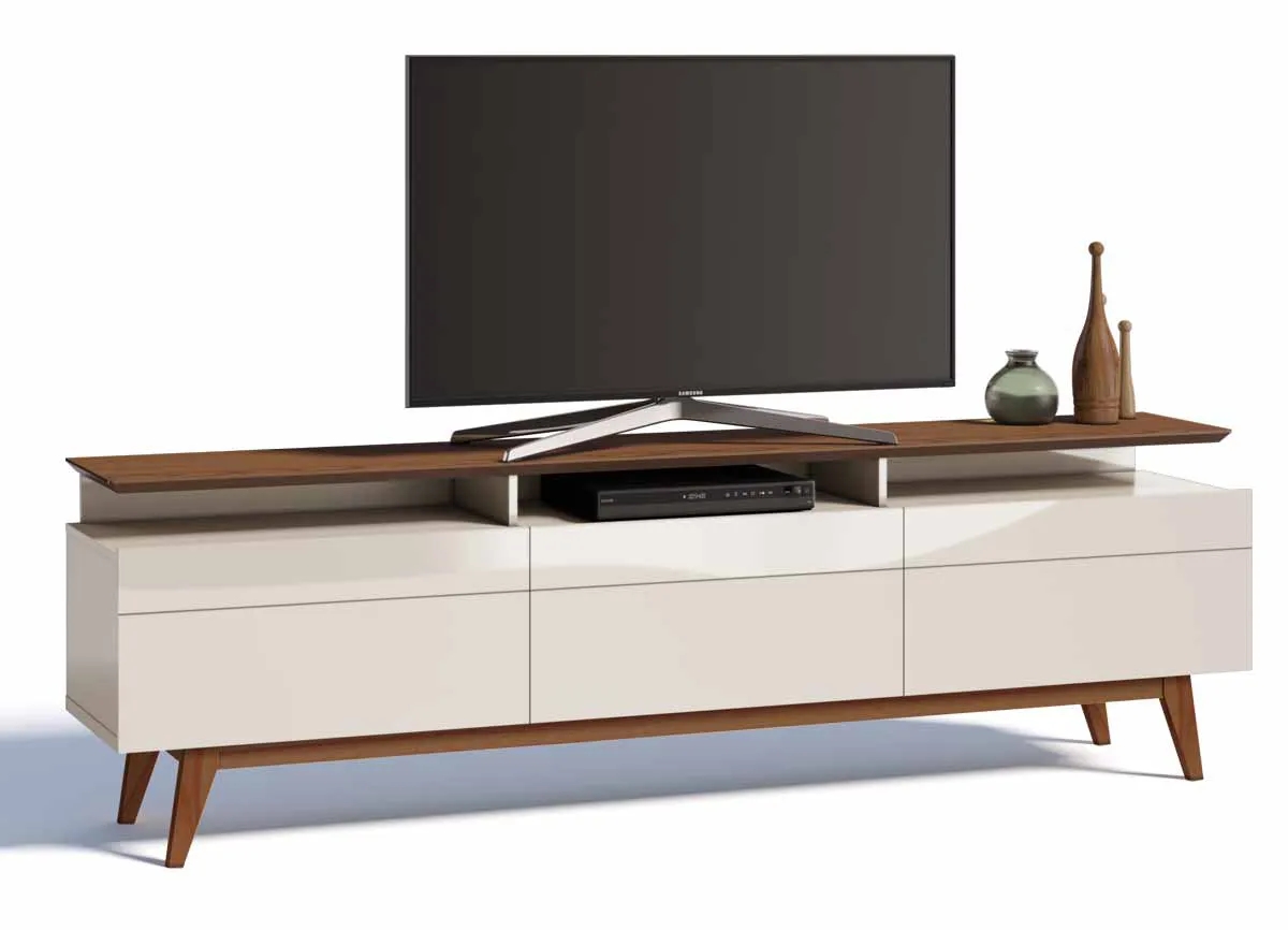 Rack com Painel Classic +3G 2.2 Freijó com Off White - Imcal Móveis