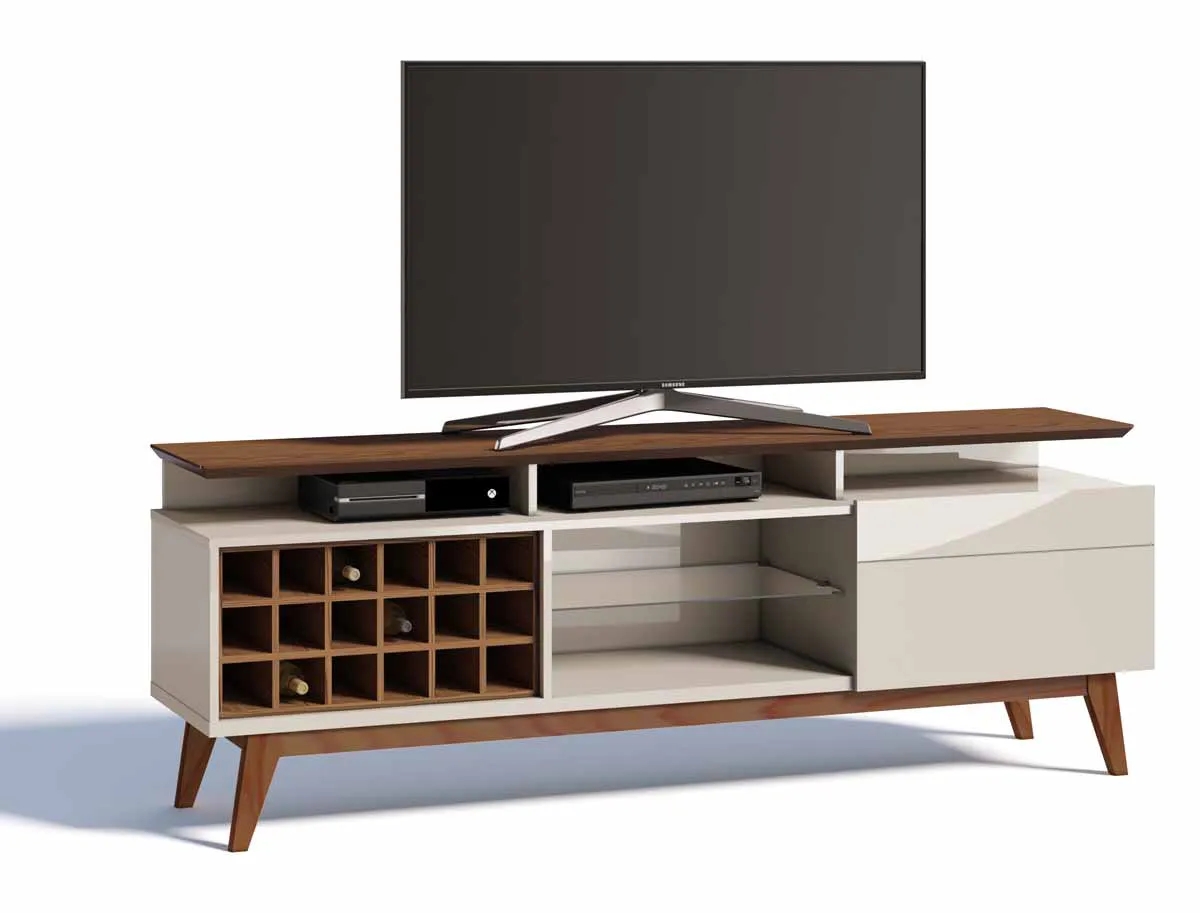 Rack com Painel Classic +AD 1.8 Freijó com Off White - Imcal Móveis
