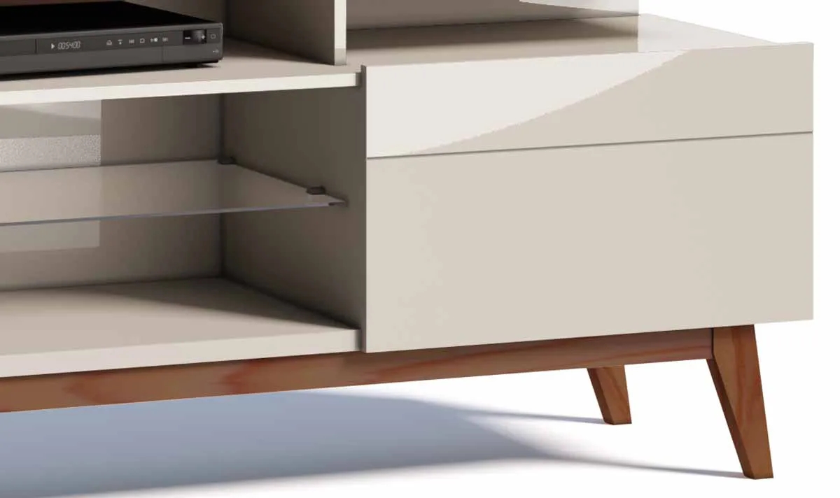 Rack com Painel Classic +AD 1.8 Freijó com Off White - Imcal Móveis