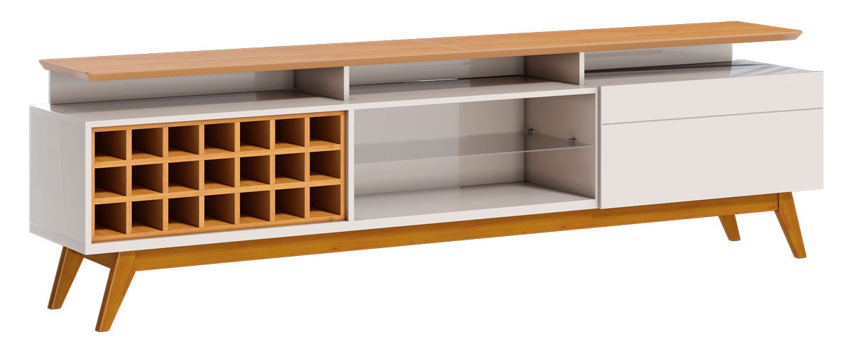 Rack com Painel Classic +AD 2.2 Nature com Off White - Imcal Móveis