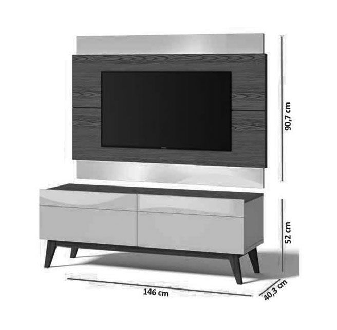 Rack com Painel Classic 2G 1.4 Freijó com Off White - Imcal Móveis