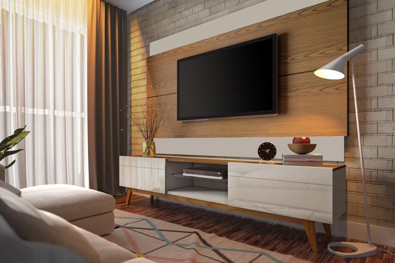 Rack com Painel Classic 2G 1.8 Freijó com Off White - Imcal Móveis