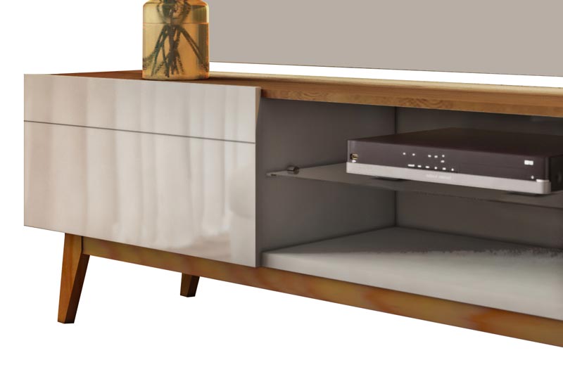 Rack com Painel Classic 2G 1.8 Freijó com Off White - Imcal Móveis