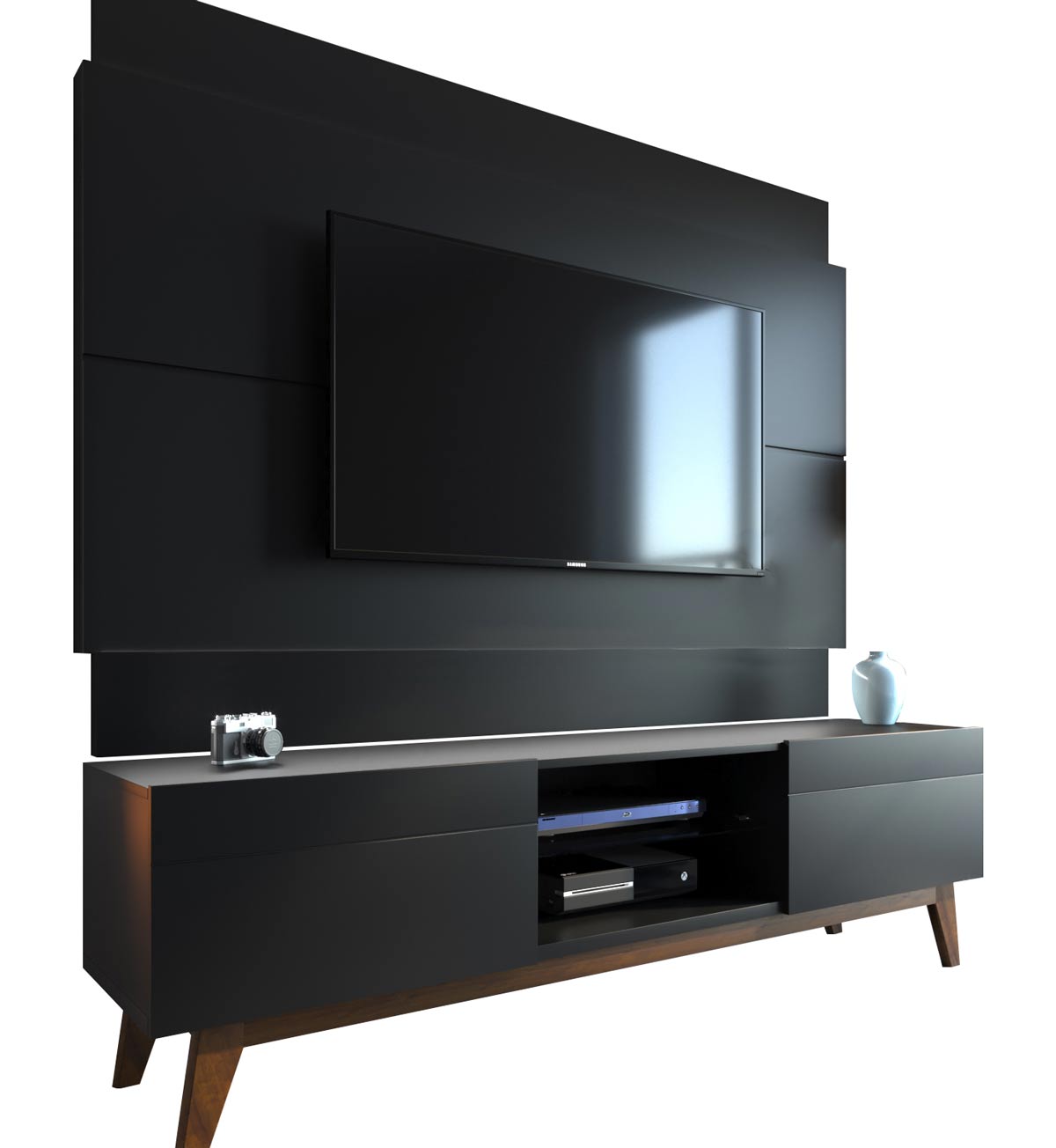 Rack com Painel Classic 2G 1.8 Preto - Imcal Moveis
