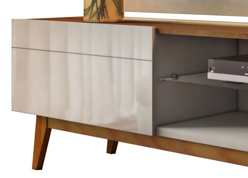 Rack com Painel Classic 2G 2.2 com LED Freijó com Off White - Imcal Móveis