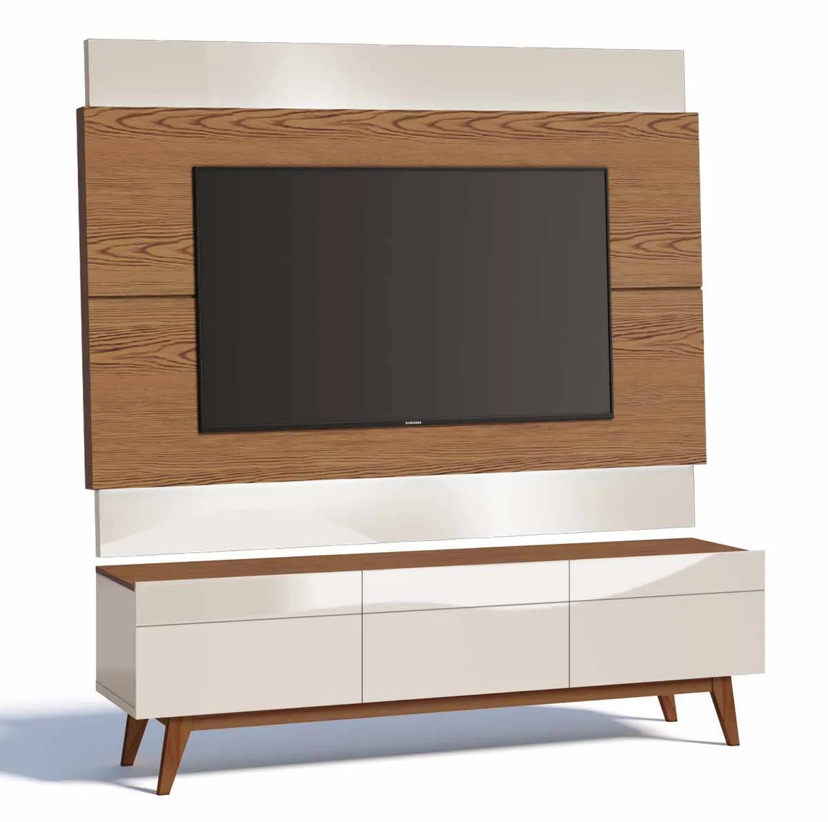Rack com Painel Classic 3G 1.8 Freijó com Off White - Imcal Móveis