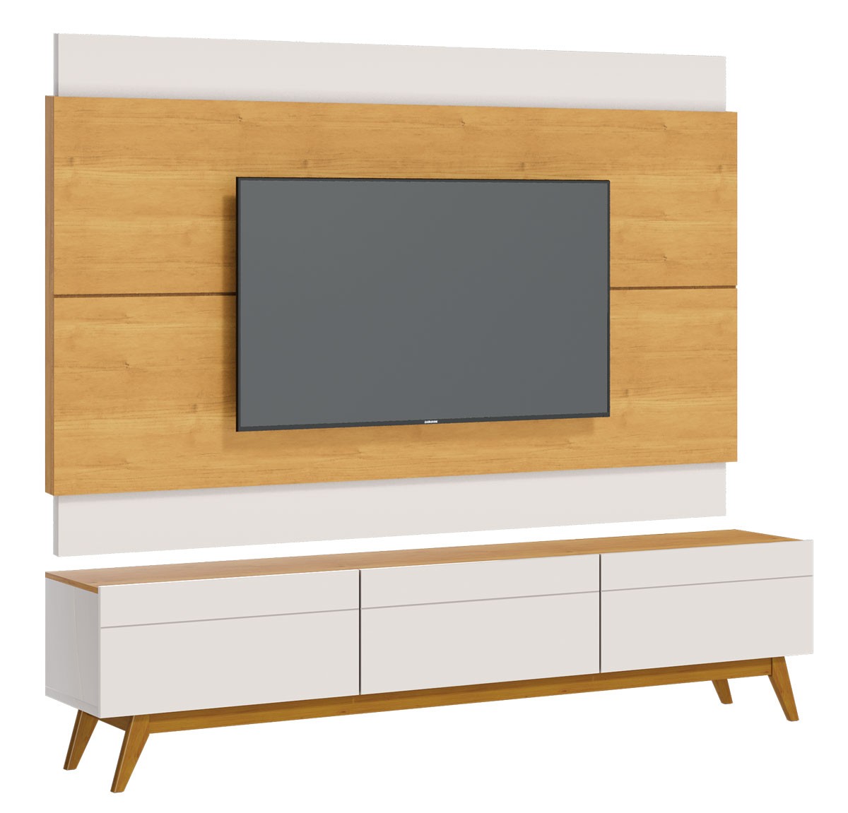 Rack com Painel Classic 3G 1.8 Nature com Off White - Imcal Móveis