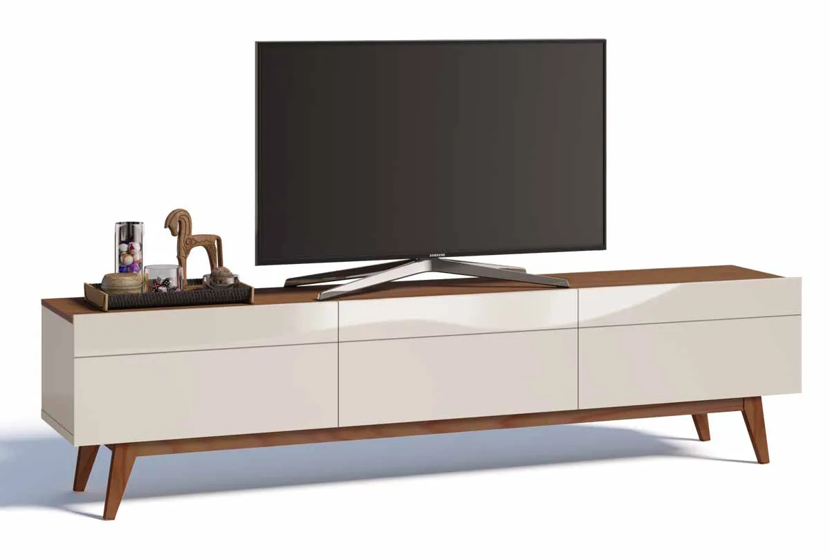 Rack com Painel Classic 3G 2.2 Freijó com Off White - Imcal Móveis