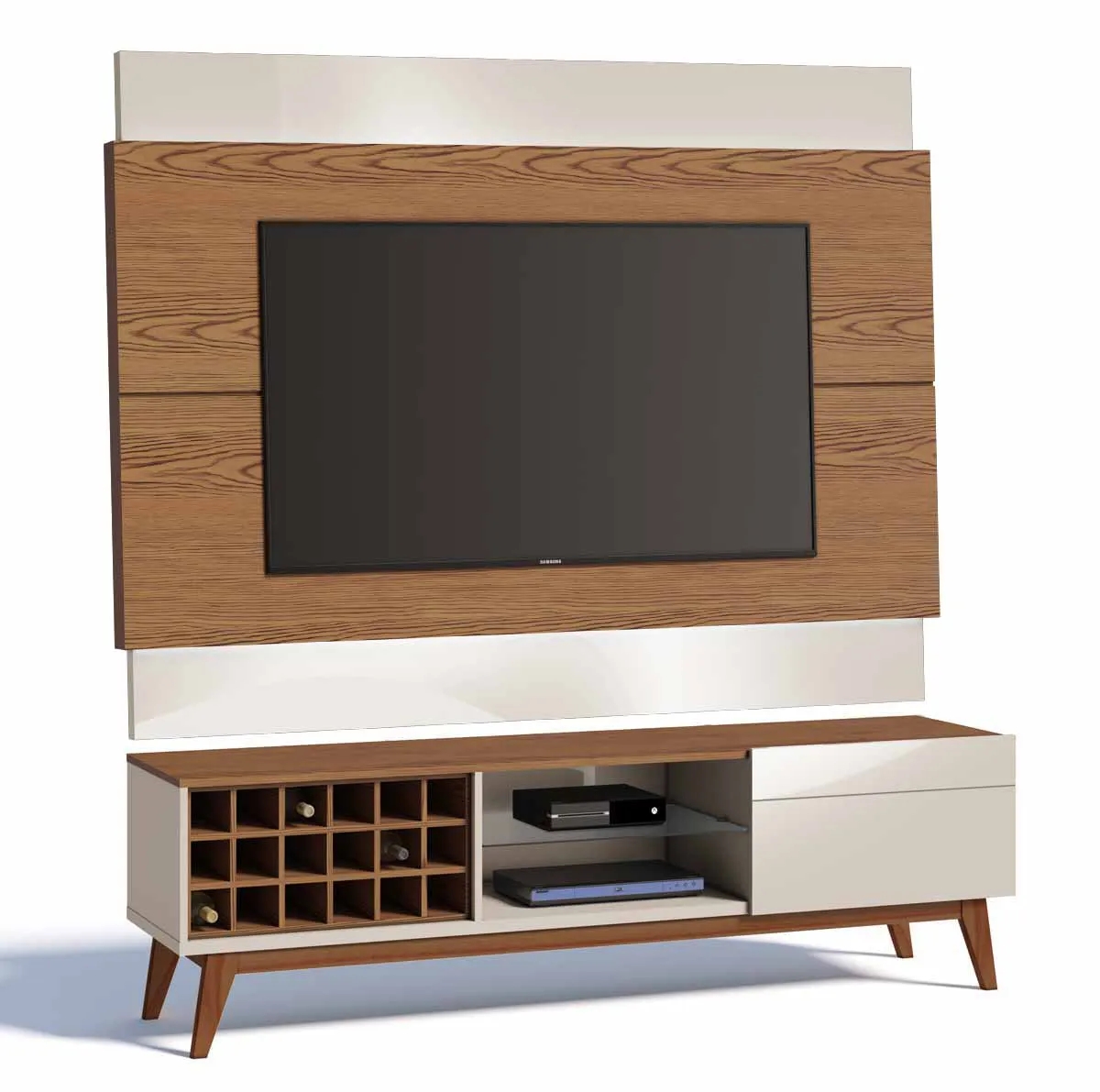 Rack com Painel Classic AD 1.8 Freijó com Off White - Imcal Móveis