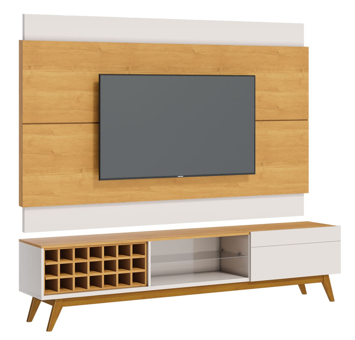 Rack com Painel Classic AD 2.2 Nature com Off White - Imcal Móveis
