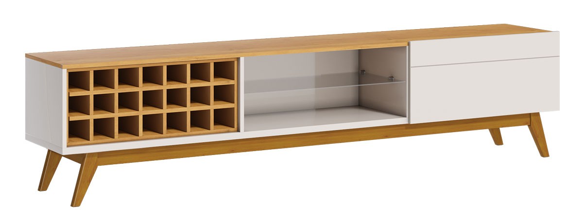 Rack com Painel Classic AD 2.2 Nature com Off White - Imcal Móveis