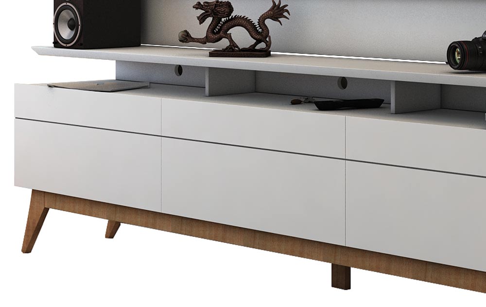 Rack com Painel Para TV 55 Polegadas Branco Classic +3G 1.8 - Imcal Móveis