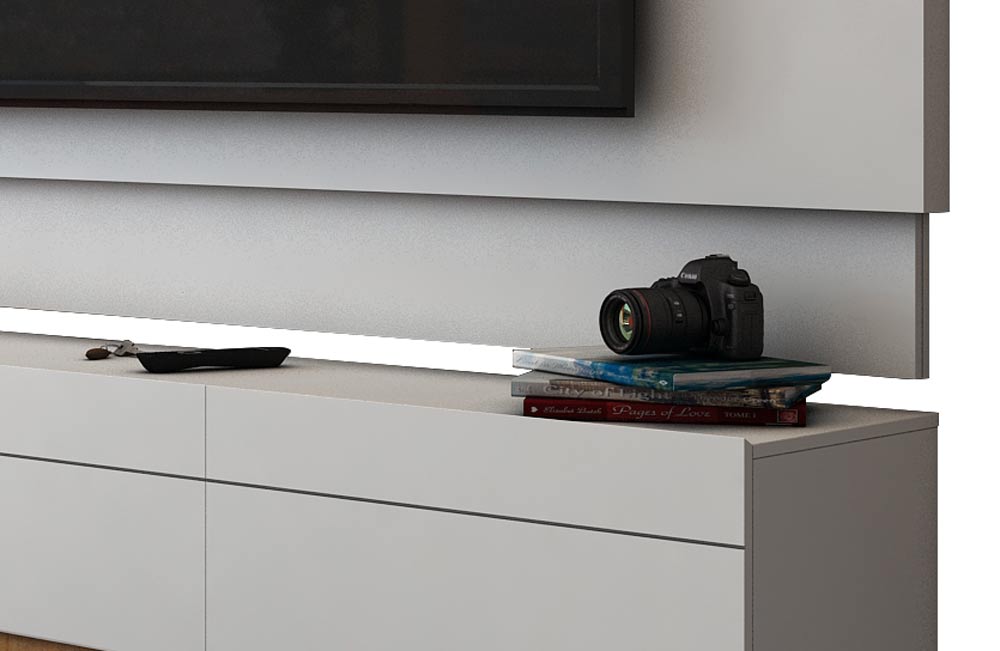 Rack com Painel Para TV 55 Polegadas Branco Classic 3G 1.8 - Imcal Móveis