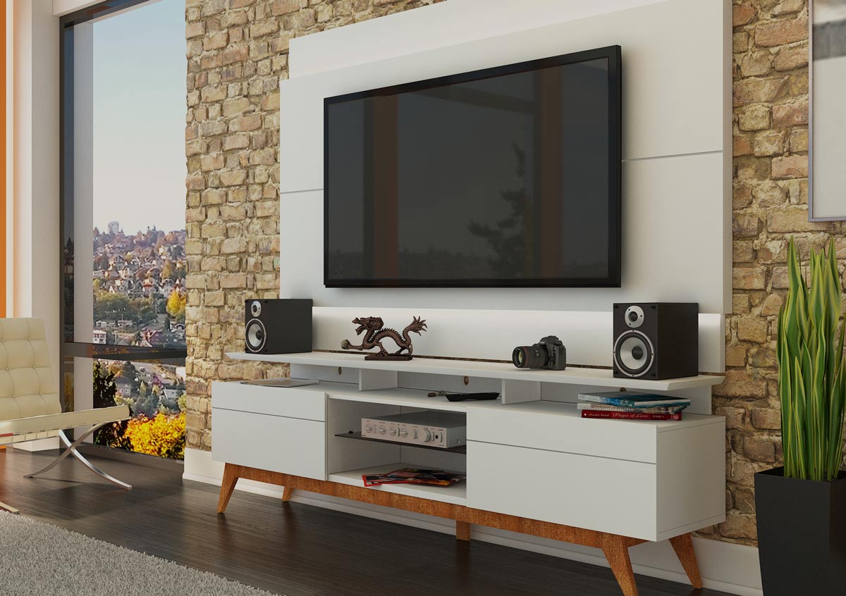 Rack com Painel Para TV 60 Polegadas Branco Classic +2G 2.2 com LED - Imcal Móveis
