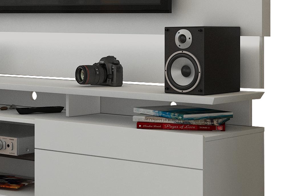Rack com Painel Para TV 60 Polegadas Branco Classic +2G 2.2 com LED - Imcal Móveis
