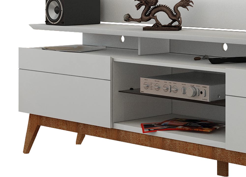 Rack com Painel Para TV 60 Polegadas Branco Classic +2G 2.2 com LED - Imcal Móveis