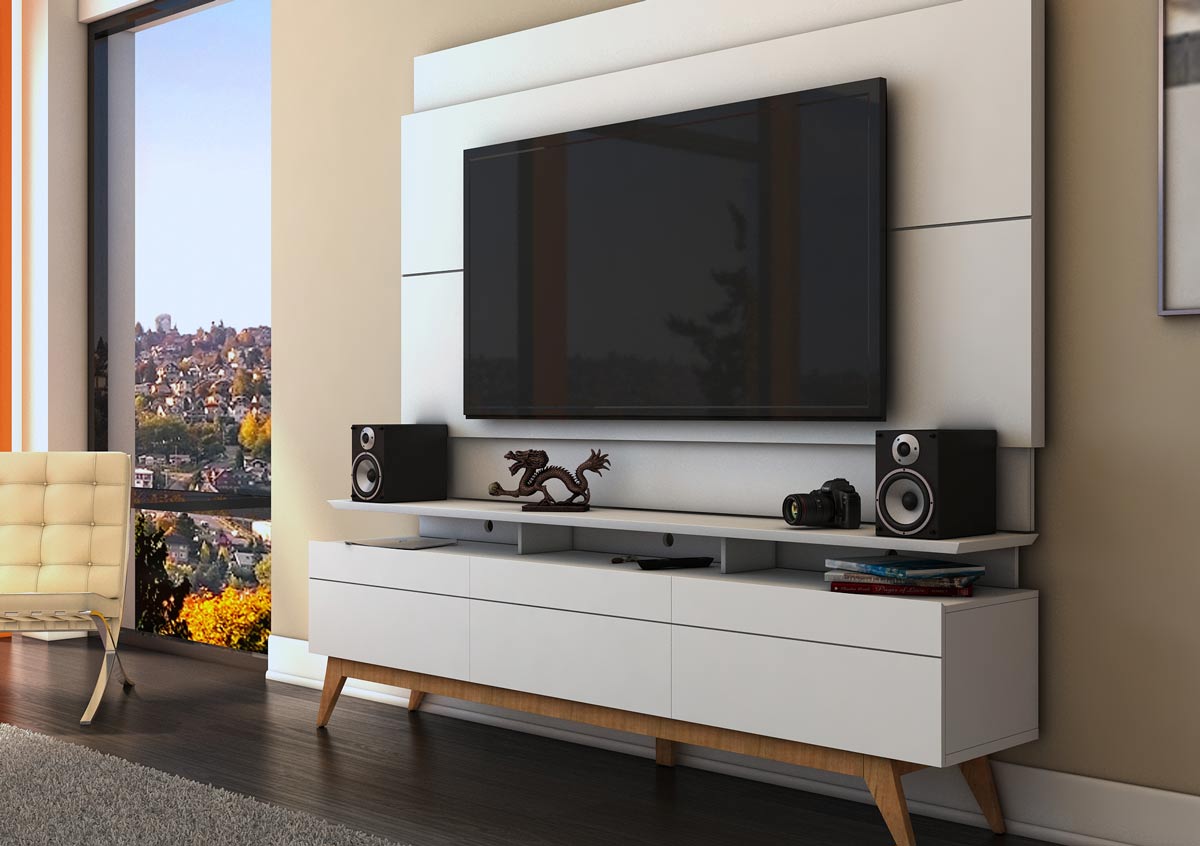 Rack com Painel Para TV 60 Polegadas Branco Classic +3G 2.2 - Imcal Móveis