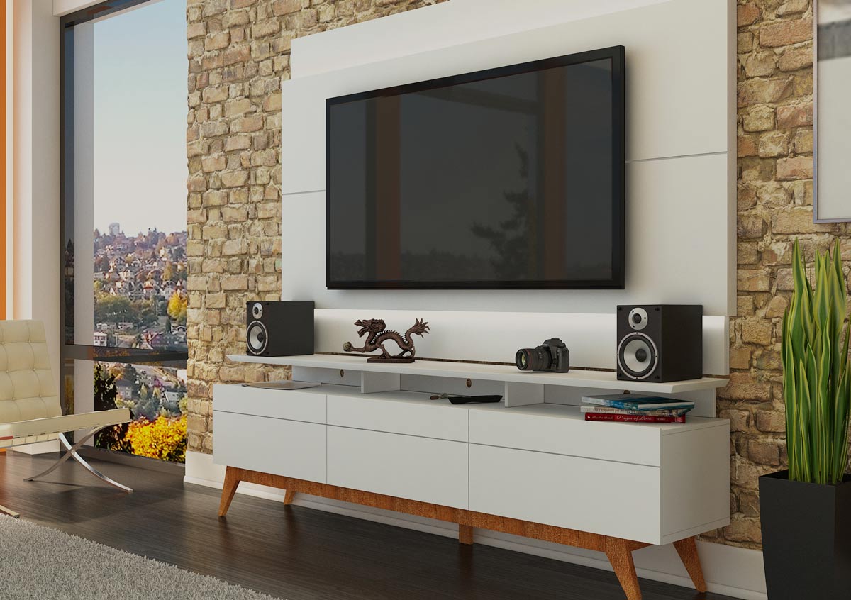 Rack com Painel Para TV 60 Polegadas Branco Classic +3G 2.2 com LED - Imcal Móveis