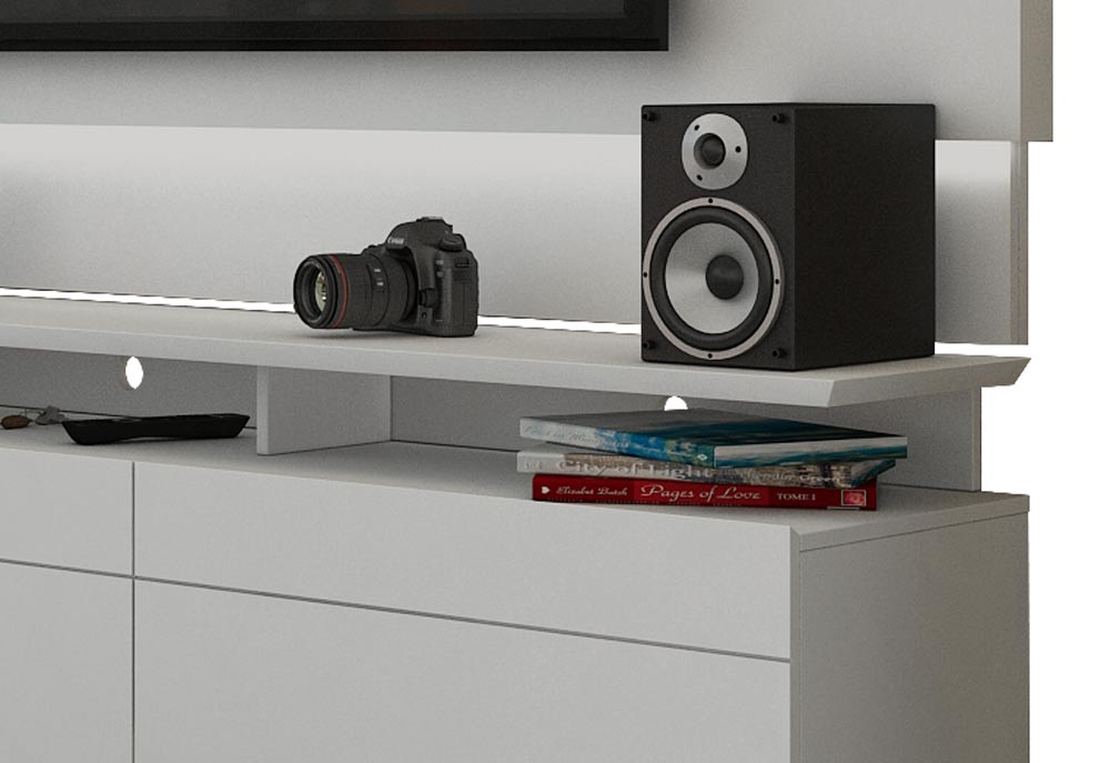 Rack com Painel Para TV 60 Polegadas Branco Classic +3G 2.2 com LED - Imcal Móveis