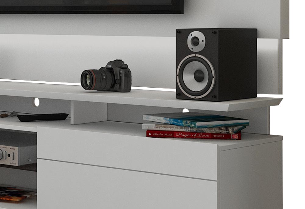 Rack com Painel Para TV 60 Polegadas Branco Classic +AD 2.2 com LED - Imcal Móveis