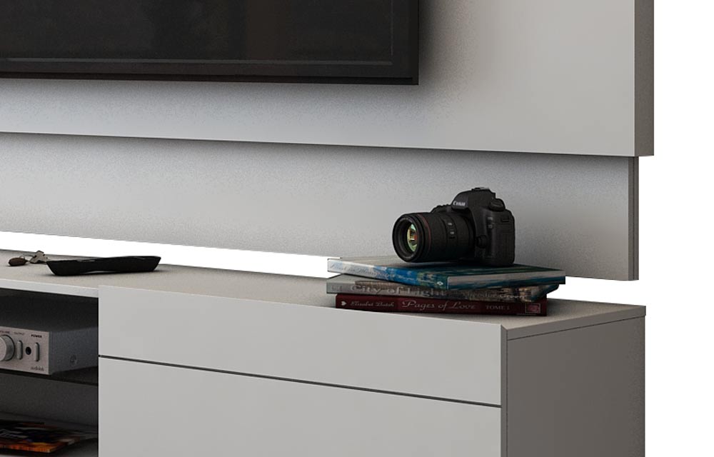 Rack com Painel Para TV 60 Polegadas Branco Classic 2G 2.2 - Imcal Móveis