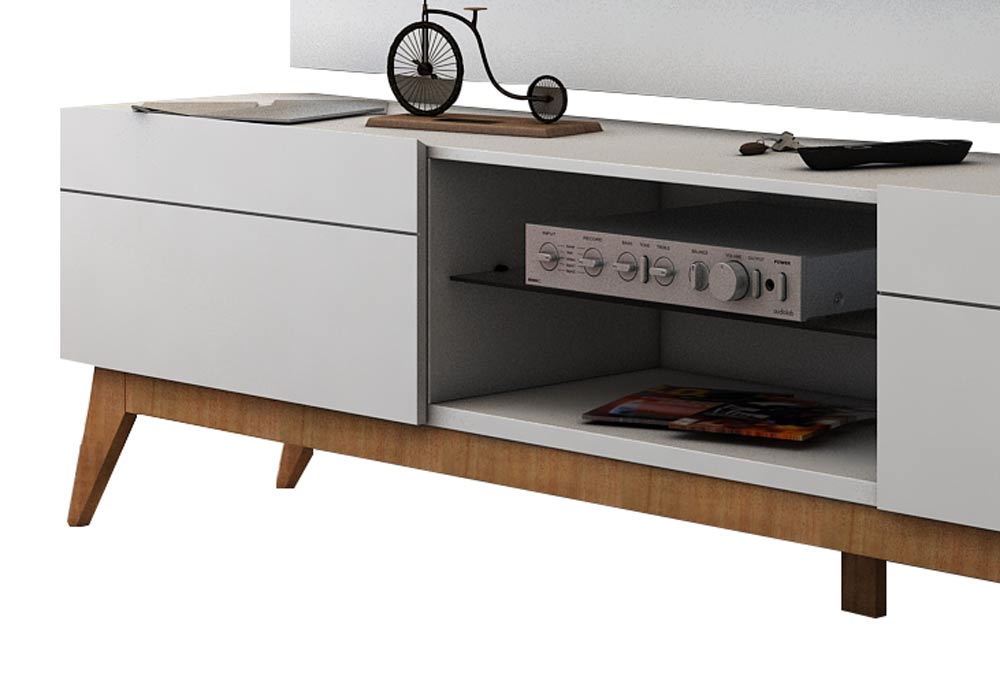 Rack com Painel Para TV 60 Polegadas Branco Classic 2G 2.2 - Imcal Móveis