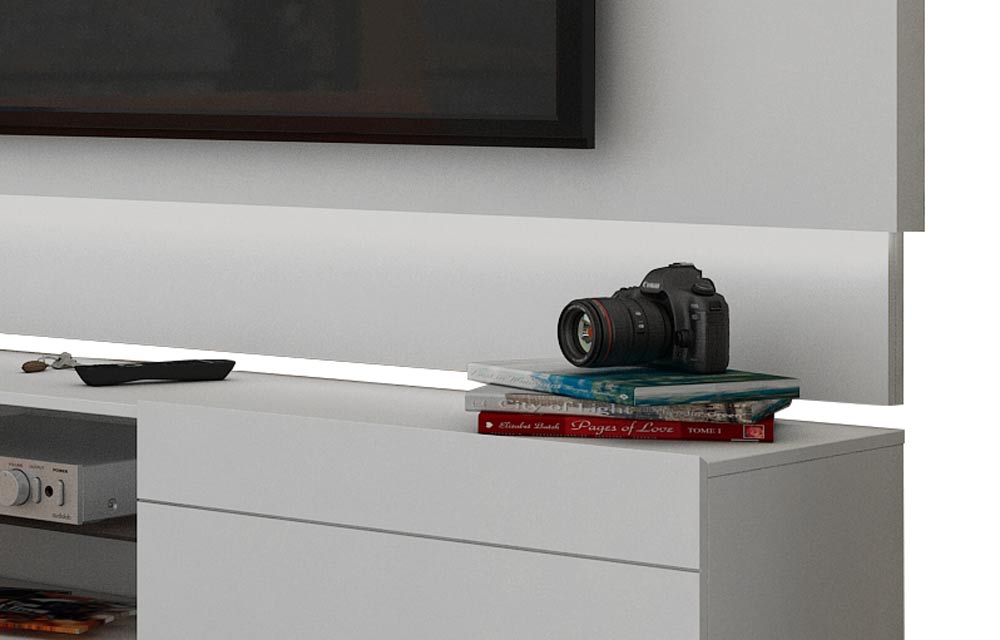 Rack com Painel Para TV 60 Polegadas Branco Classic 2G 2.2 com LED - Imcal Móveis