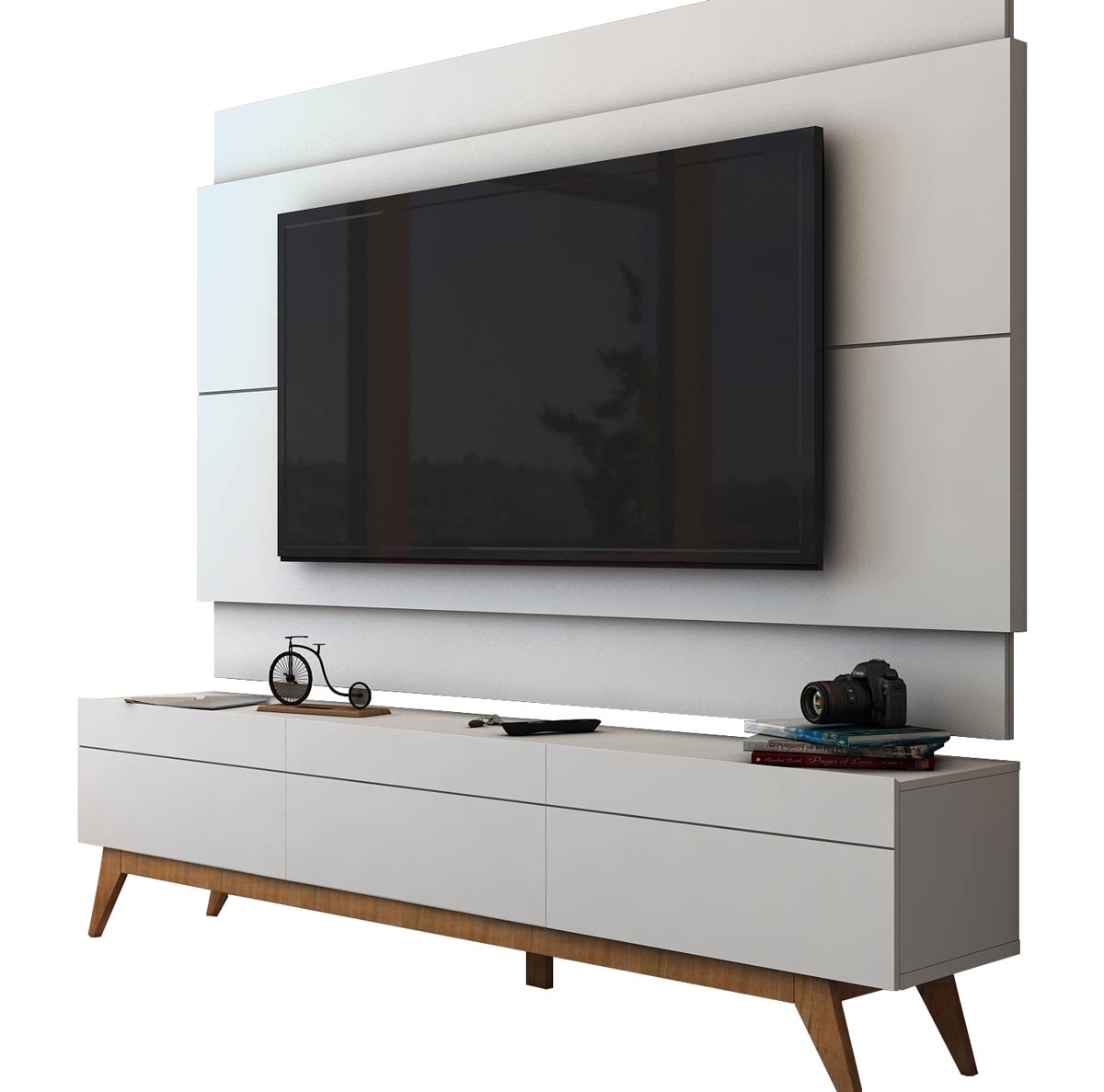 Rack com Painel Para TV 60 Polegadas Branco Classic 3G 2.2 - Imcal Móveis