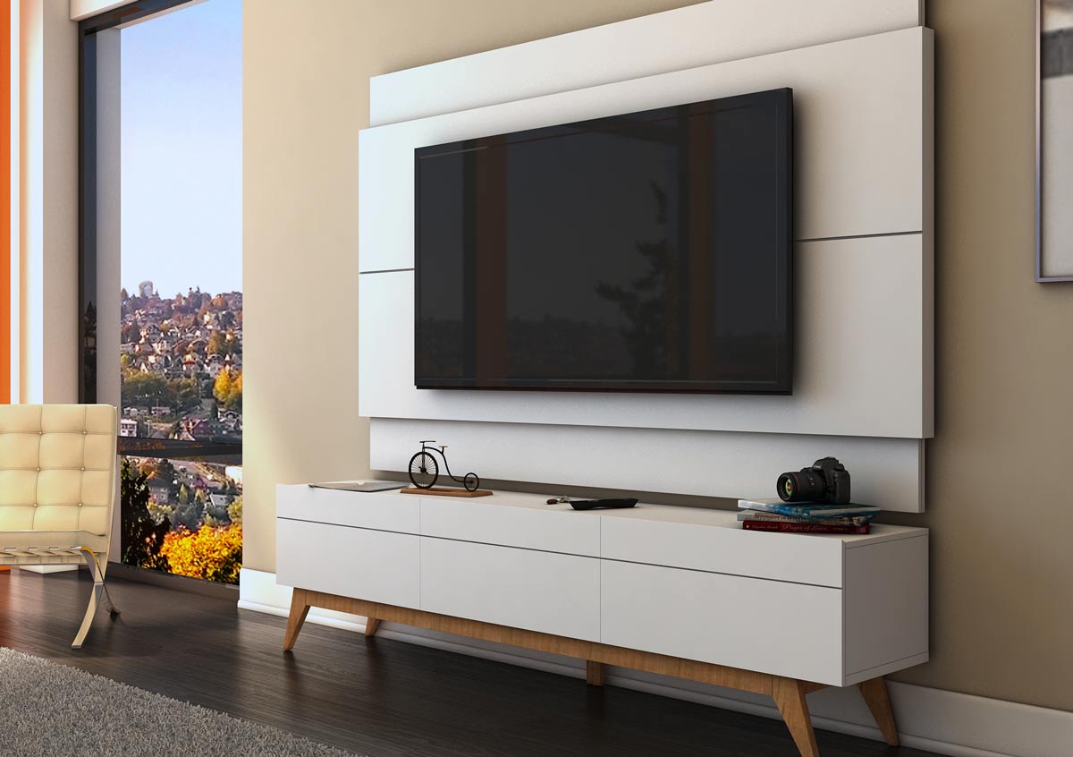 Rack com Painel Para TV 60 Polegadas Branco Classic 3G 2.2 - Imcal Móveis