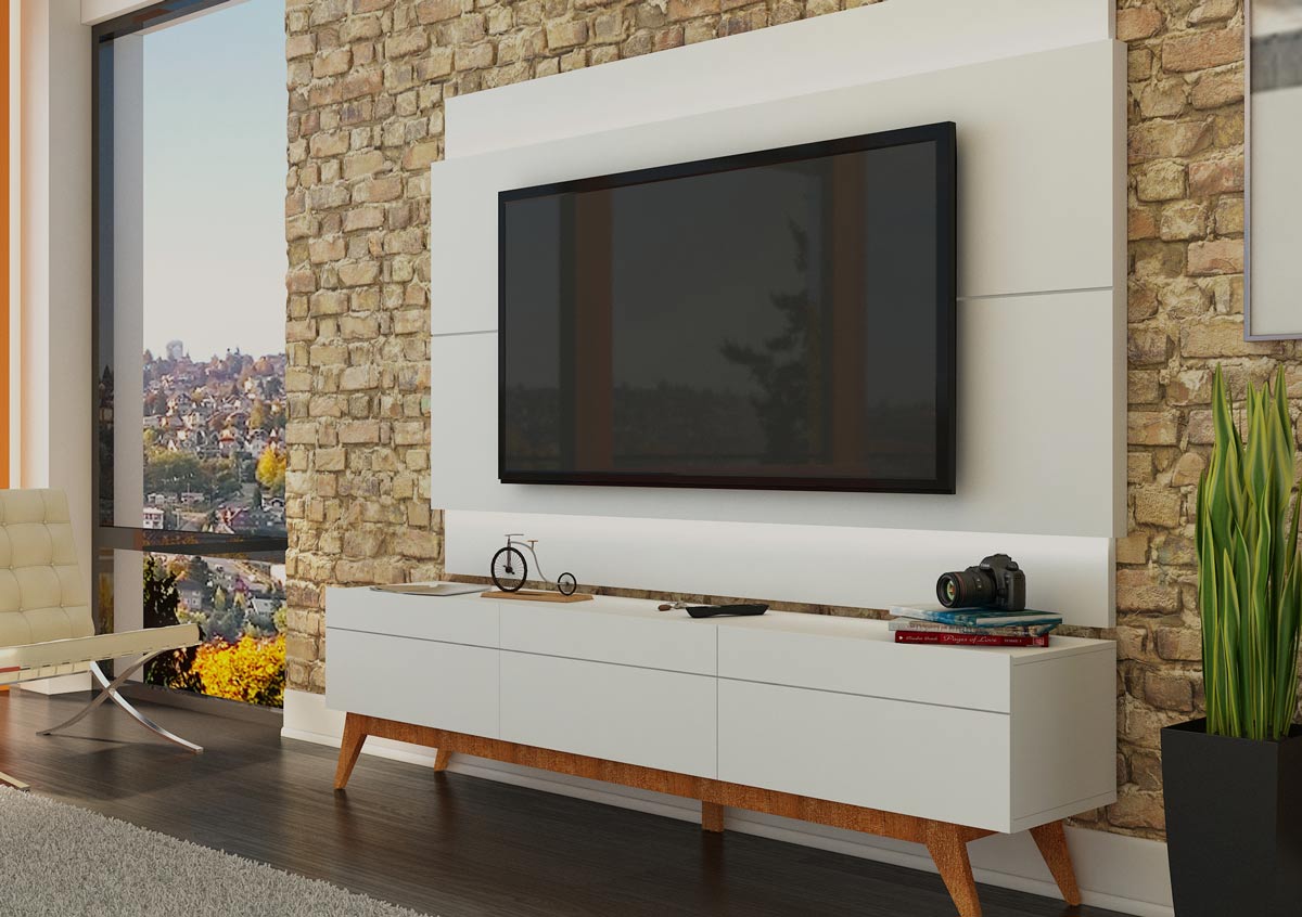 Rack com Painel Para TV 60 Polegadas Branco Classic 3G 2.2 com LED - Imcal Móveis