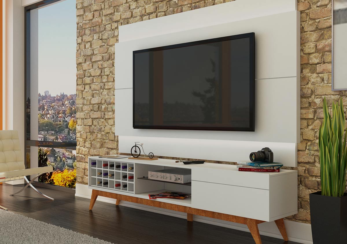 Rack com Painel Para TV 60 Polegadas Branco Classic AD 2.2 com LED - Imcal Móveis