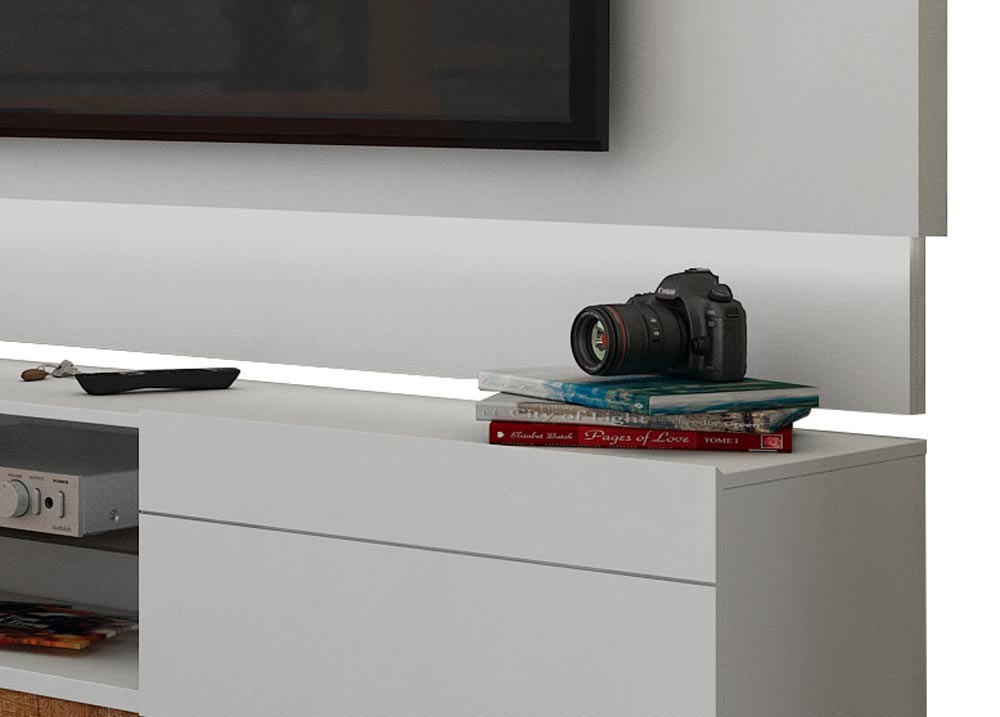 Rack com Painel Para TV 60 Polegadas Branco Classic AD 2.2 com LED - Imcal Móveis