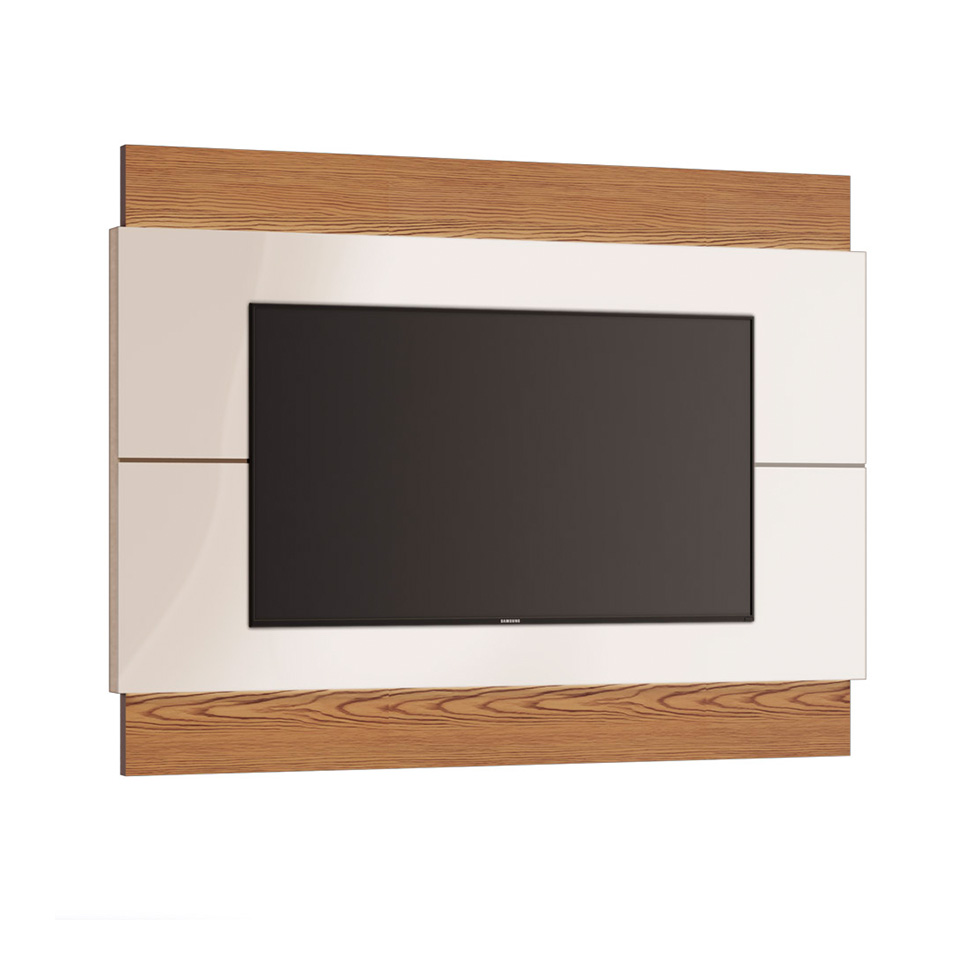 Rack com Painel para TV até 60 Polegadas Classic Off White com Freijó Touch 180 cm