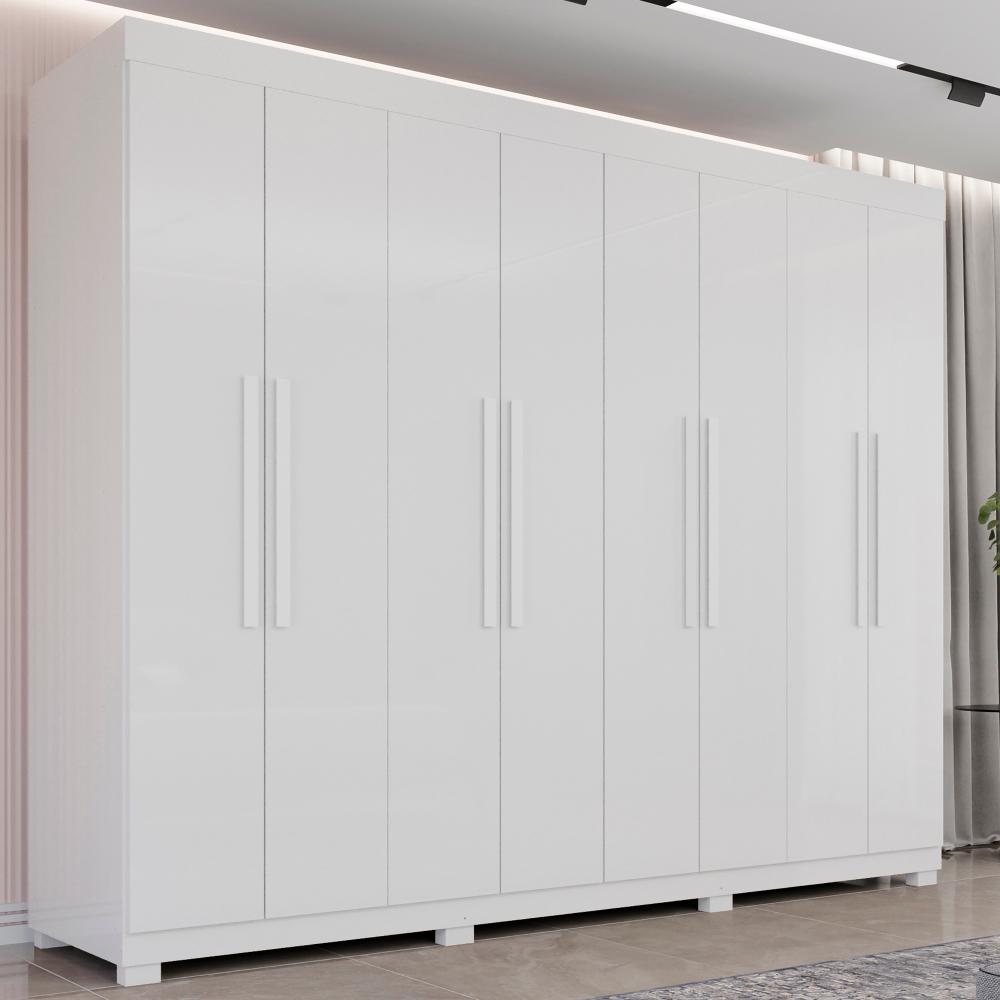 Guarda Roupa MDP 8 Portas 4 Gavetas 8 Pés Branco