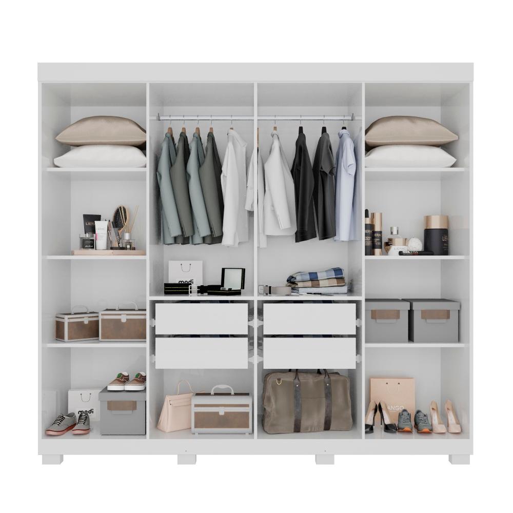 Guarda Roupa MDP 8 Portas 4 Gavetas 8 Pés Branco