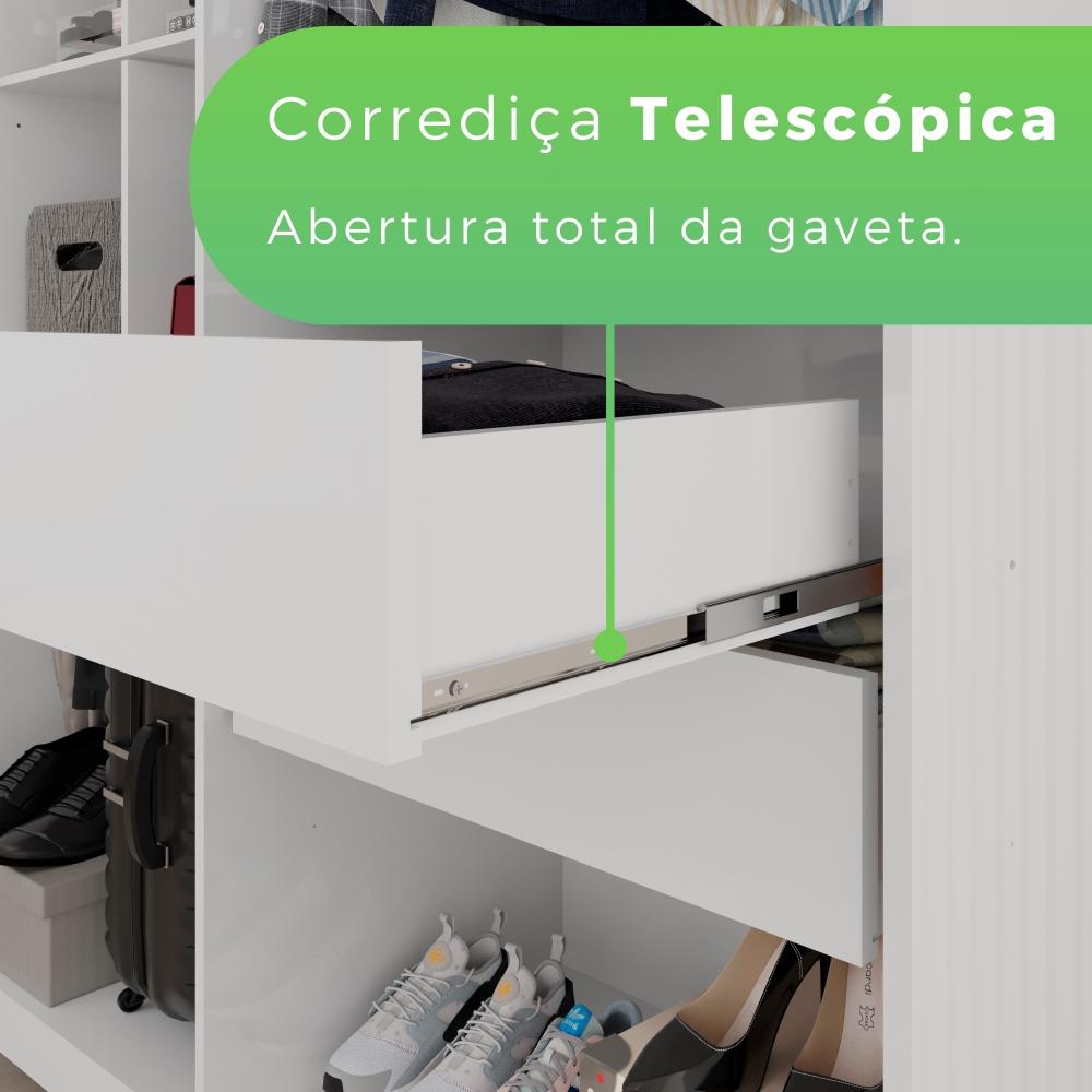 Guarda Roupa MDP 8 Portas 4 Gavetas 8 Pés Branco