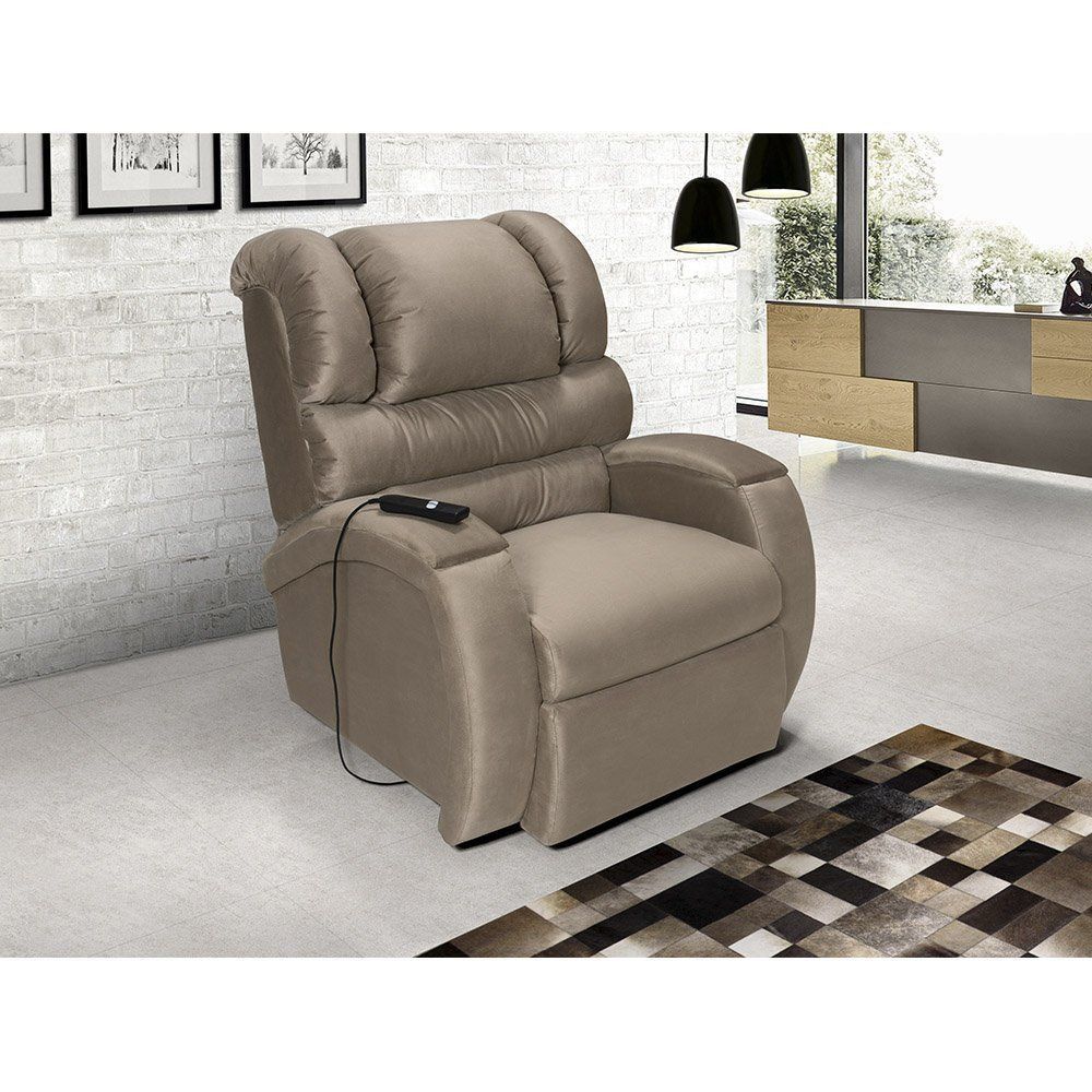Poltrona Do Papai Imperial Reclinável C/Controle Veludo Liso Chocolate - Império Estofados 