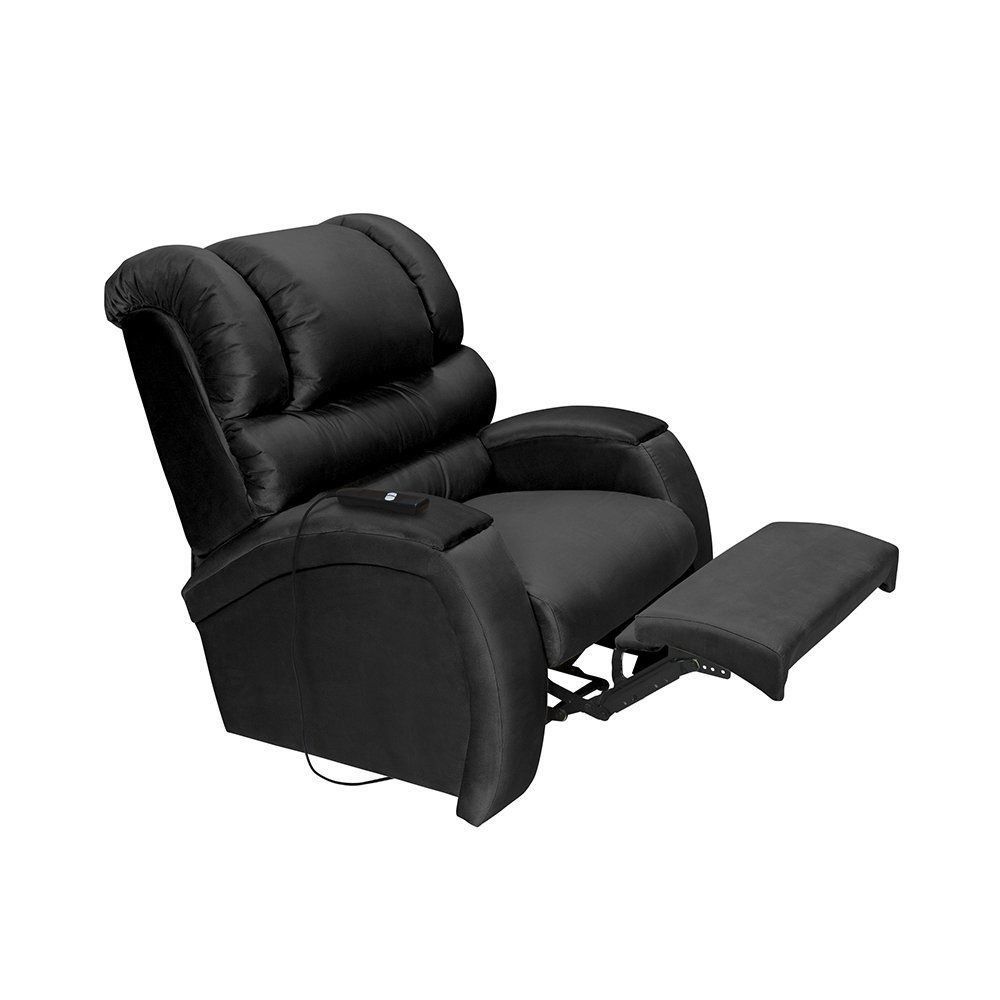 Poltrona Do Papai Imperial Reclinável C/Controle Veludo Liso Preto - Império Estofados