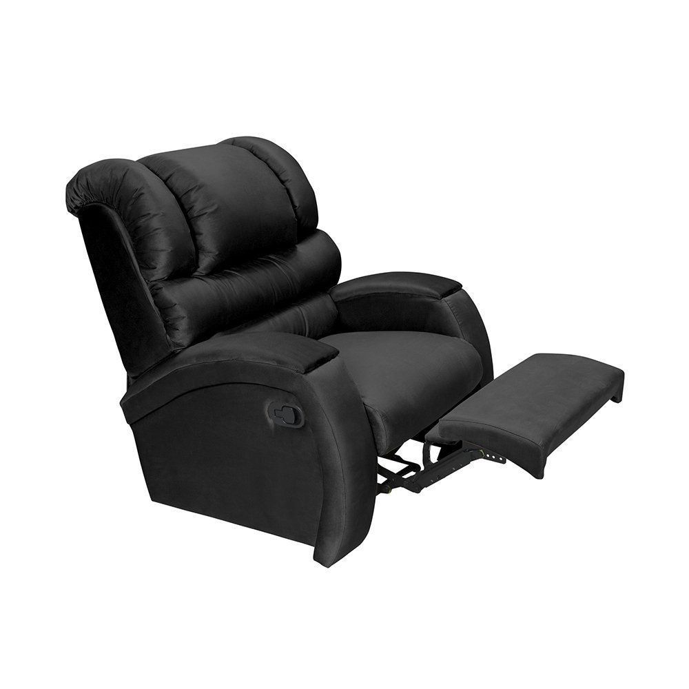 Poltrona Do Papai Imperial Reclinável Veludo Liso Preto - Império Estofados
