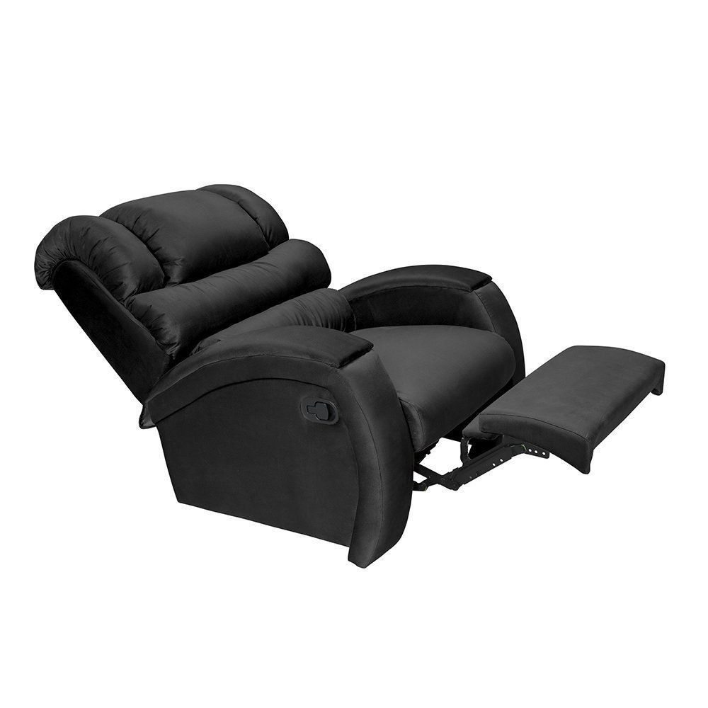 Poltrona Do Papai Imperial Reclinável Veludo Liso Preto - Império Estofados