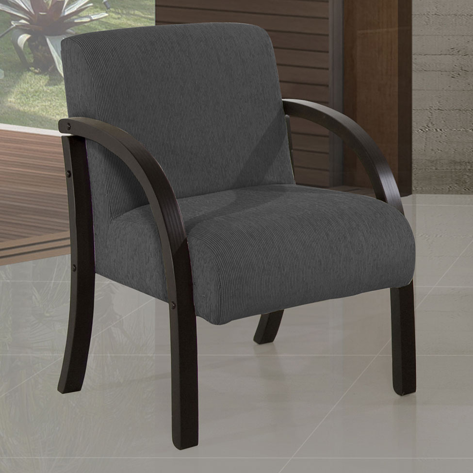 Poltrona Ligia Suede Liso Preto